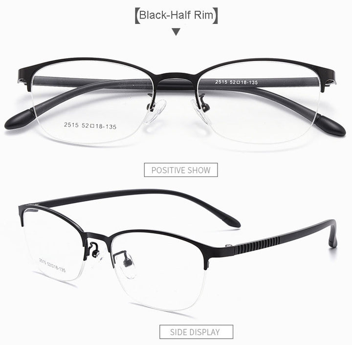 Hotony Unisex Full/Semi Rim Alloy Frame Eyeglasses 2516 Semi Rim Hotony