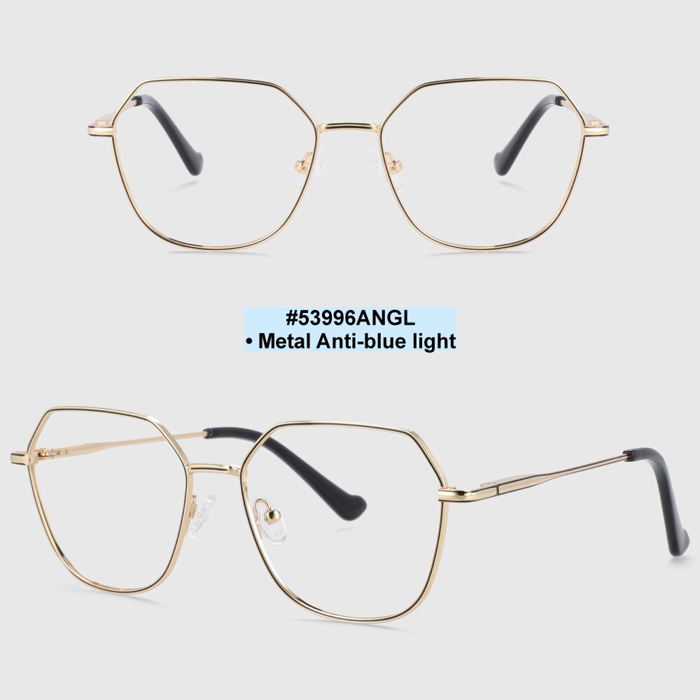 CCspace Unisex Full Rim Polygon Oval Alloy Frame Eyeglasses 53996 Full Rim CCspace gold black