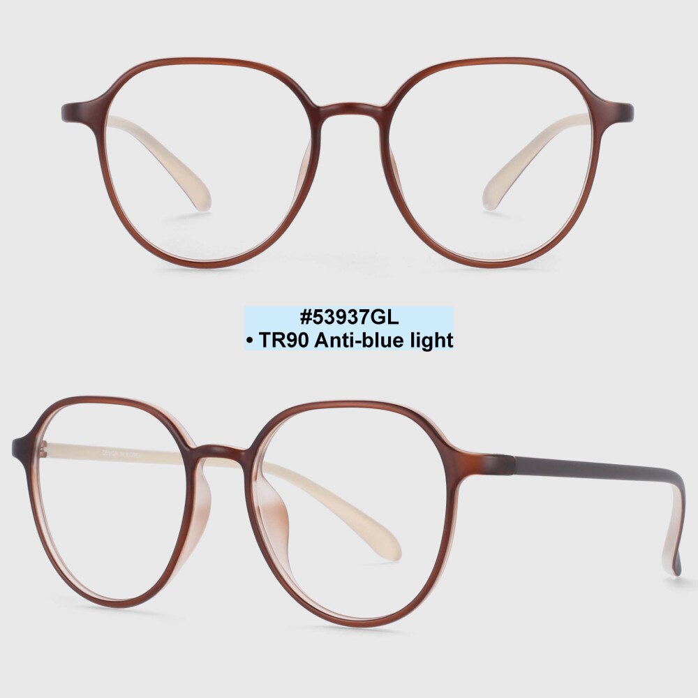 CCspace Unisex Full Rim Round Square Tr 90 Titanium Frame Eyeglasses 53937 Full Rim CCspace Matte Tea