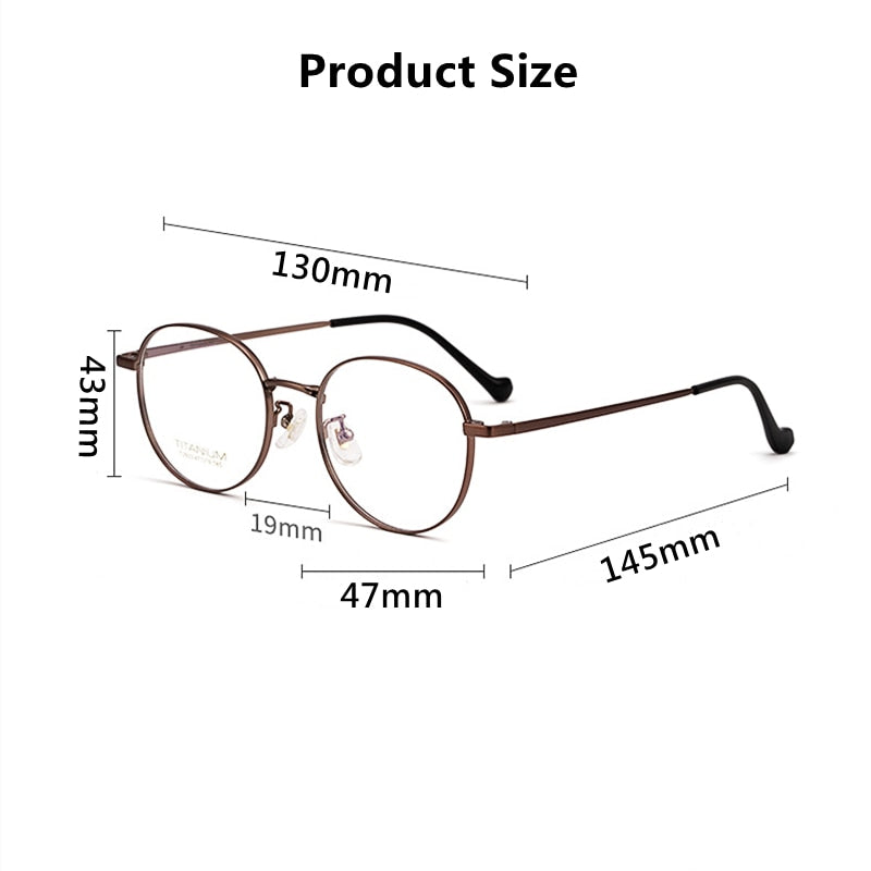 Yimaruili Men's Full Rim Round β Titanium Frame Eyeglasses T3933 Full Rim Yimaruili Eyeglasses
