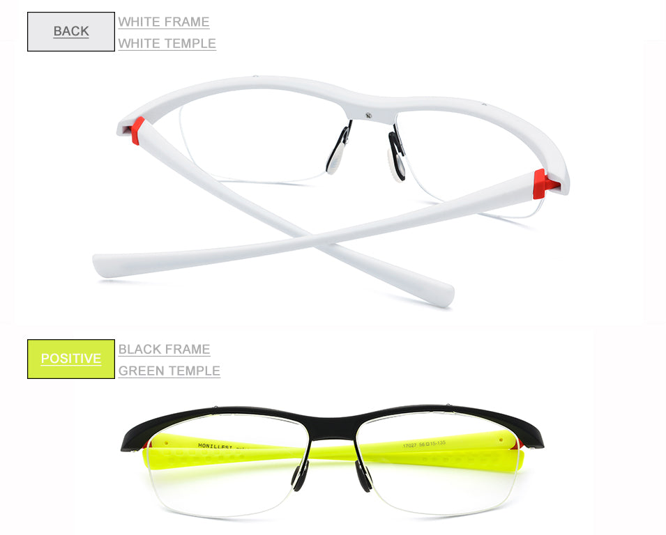 Hdcrafter Men's Semi Rim Rectangle TR 90 Sports Frame Eyeglasses 7027 Full Rim Hdcrafter Eyeglasses