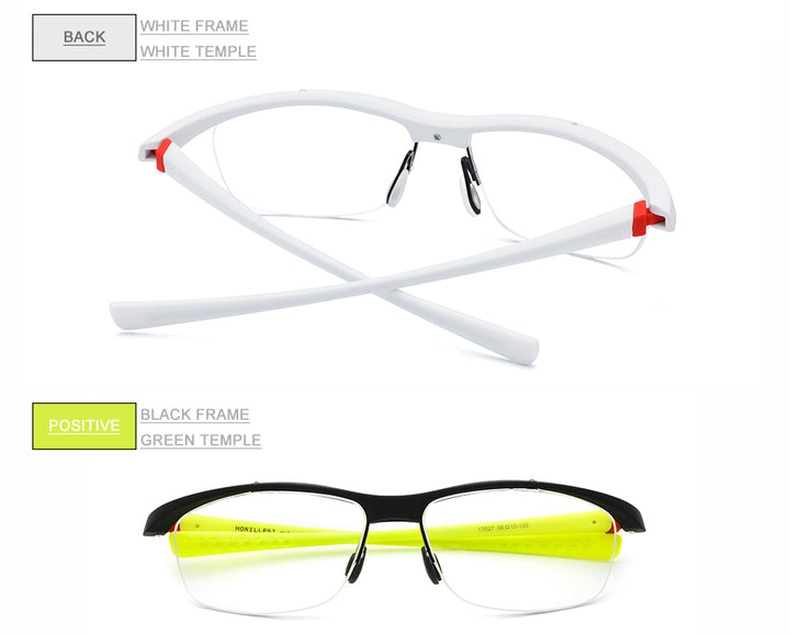 Hdcrafter Men's Semi Rim Rectangle TR 90 Sports Frame Eyeglasses 7027 Full Rim Hdcrafter Eyeglasses