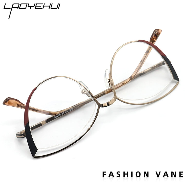 Laoyehui Women's Full Rim Cat Eye Acetate Alloy Reading Glasses Anti-Blue Light 1993 Reading Glasses Laoyehui