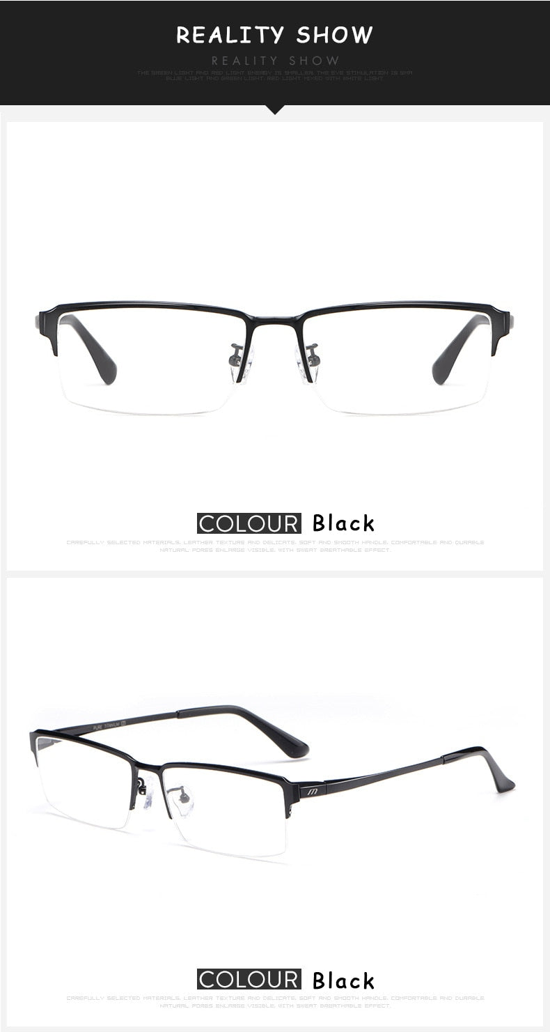 Hotochki Men's Semi Rim Square Alloy Frame Eyeglasses 119 Semi Rim Hotochki