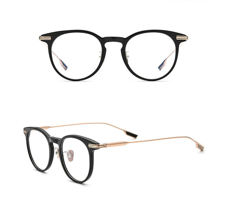 Gatenac Unisex Full Rim Round Titanium Acetate Frame Eyeglasses Gxyj702 Full Rim Gatenac