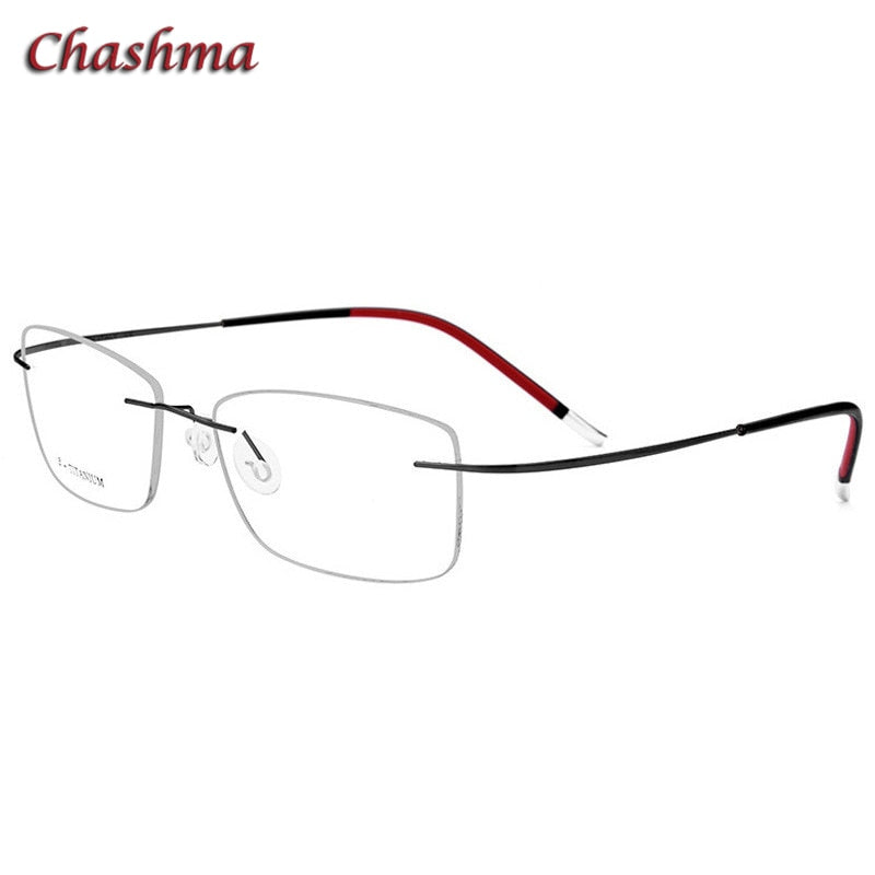 Chashma Ochki Unisex Rimless Square Titanium Eyeglasses 9609 Rimless Chashma Ochki Black