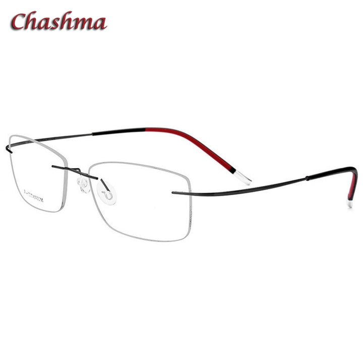 Chashma Ochki Unisex Rimless Square Titanium Eyeglasses 9609 Rimless Chashma Ochki Black