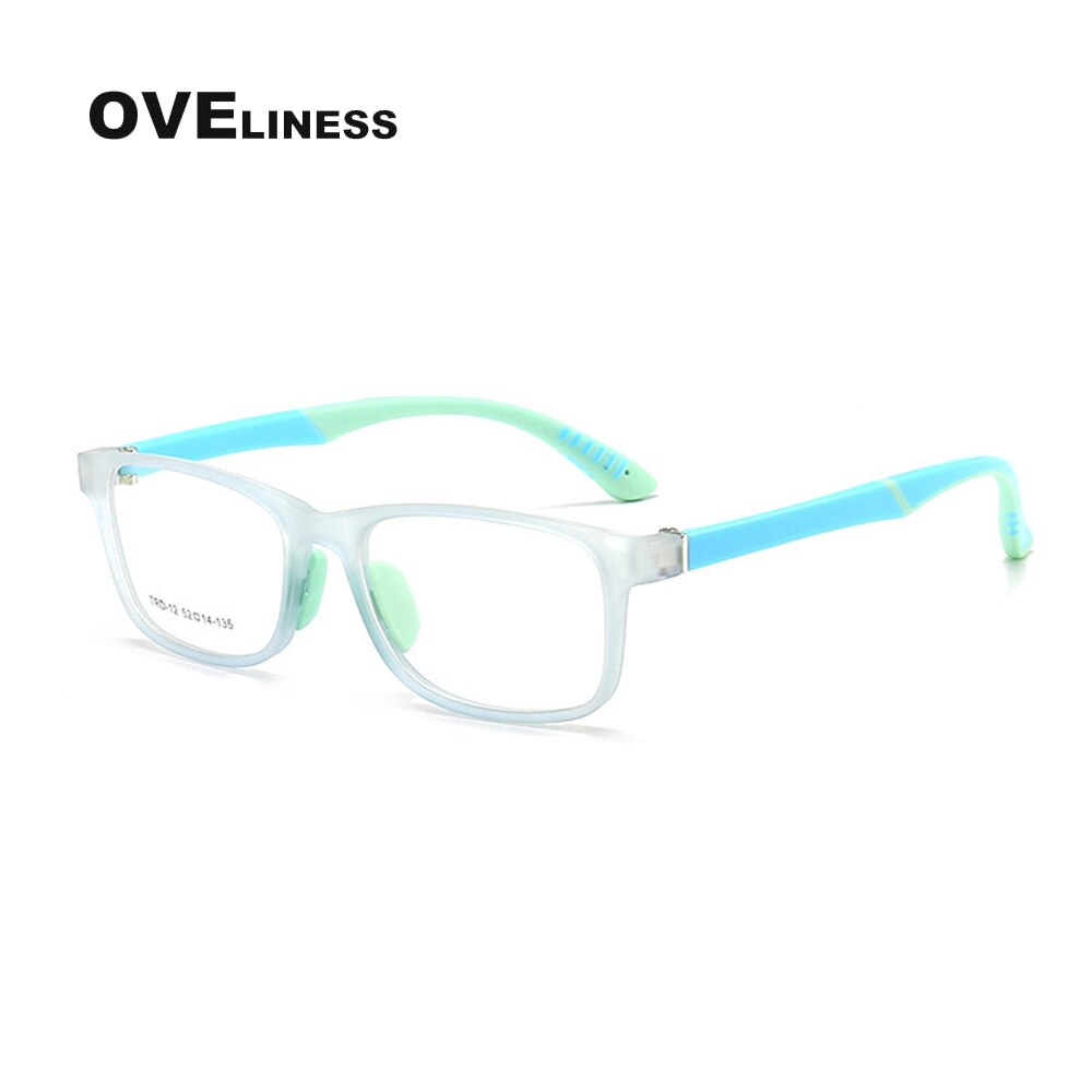Oveliness Unisex Children's Full Rim Square Tr 90 Titanium Eyeglasses Oltrd12p Full Rim Oveliness clear blue