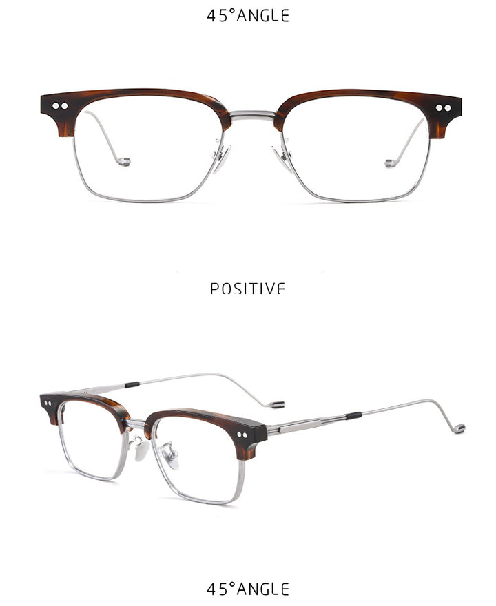 Gatenac Unisex Full Rim Square Acetate Frame Eyeglasses Gxyj184 Full Rim Gatenac
