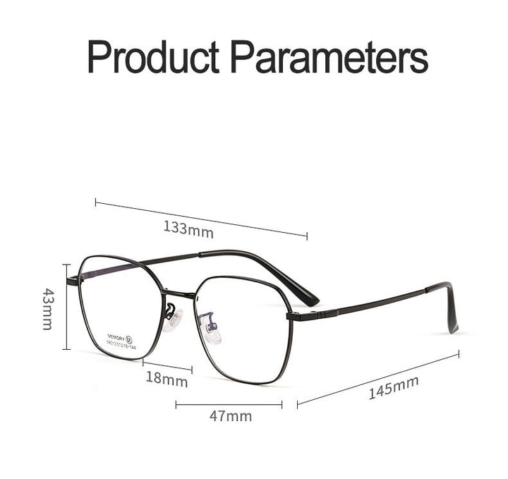 Hotochki Unisex Full Rim Polygon Memory Alloy Frame Eyeglasses 68013 Full Rim Hotochki