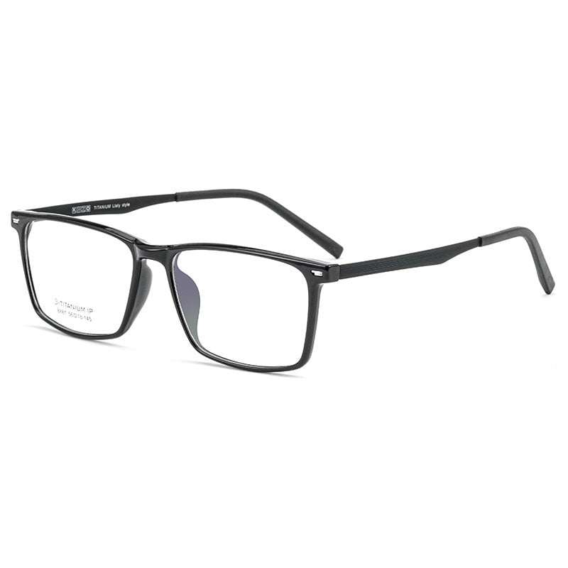 Yimaruili Men's Full Rim TR 90 Resin β Titanium Frame Eyeglasses 8881 Full Rim Yimaruili Eyeglasses Black