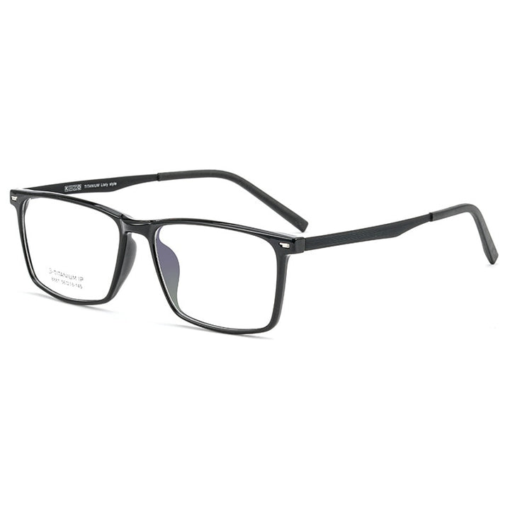 Yimaruili Men's Full Rim TR 90 Resin β Titanium Frame Eyeglasses 8881 Full Rim Yimaruili Eyeglasses Black