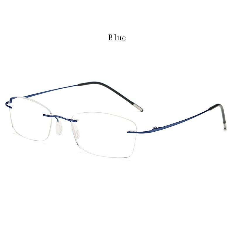 Hdcrafter Unisex Rimless Rectangle Titanium Frame Reading Glasses 8025 Reading Glasses Hdcrafter Eyeglasses +100 Blue