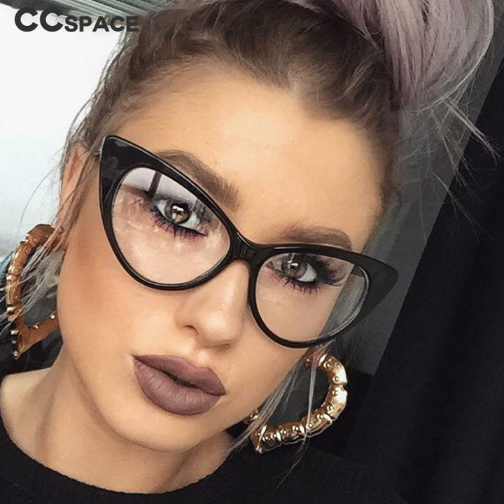 CCspace Unisex Full Rim Cat Eye Tr 90 Titanium Frame Eyeglasses 49197 Full Rim CCspace