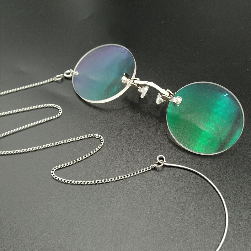 Yujo Unisex Round Full Rim Alloy Opera Reading Glasses With Chain Y032 Reading Glasses Yujo