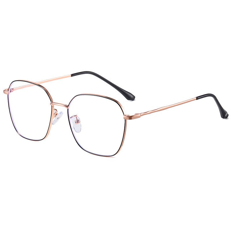 Hotony Unisex Full Rim Alloy Polygonal Frame Eyeglasses Zy9037 Full Rim Hotony BLACK GOLD