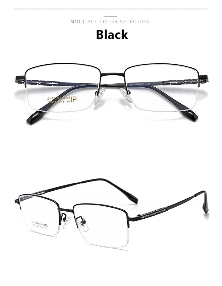 Yimaruili Men's Semi Rim β Titanium Frame Eyeglasses 1052 Semi Rim Yimaruili Eyeglasses