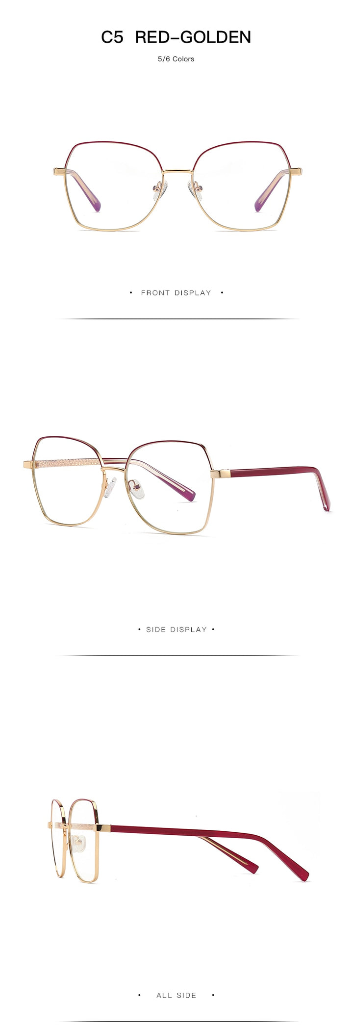 Hotochki Women's Full Rim Polygon TR-90 Resin Alloy Frame Eyeglasses 3004 Full Rim Hotochki