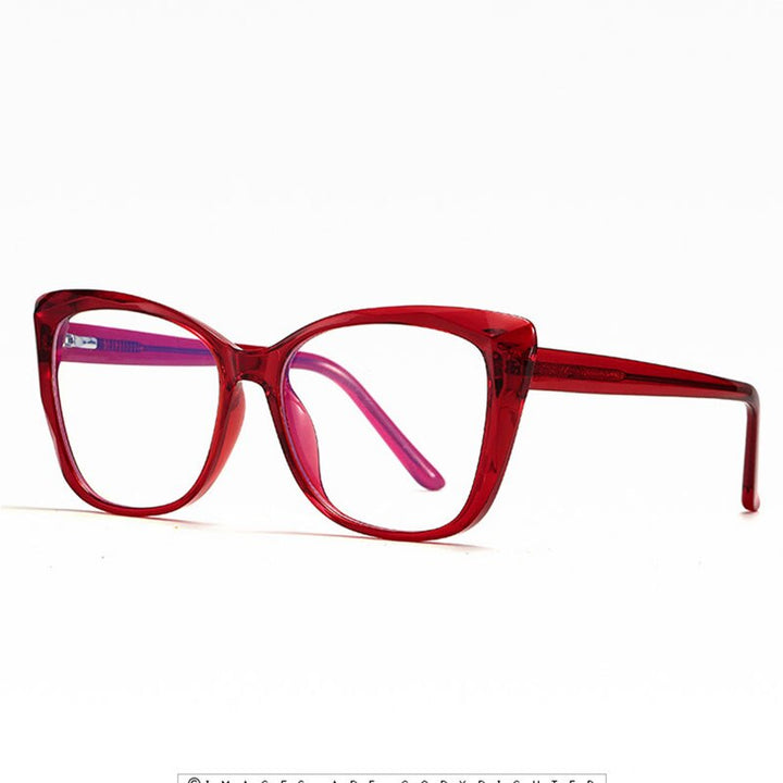 Hotochki Unisex Full Rim Cat Eye TR-90 Resin Frame Eyeglasses 2001 Full Rim Hotochki Wine Red C6