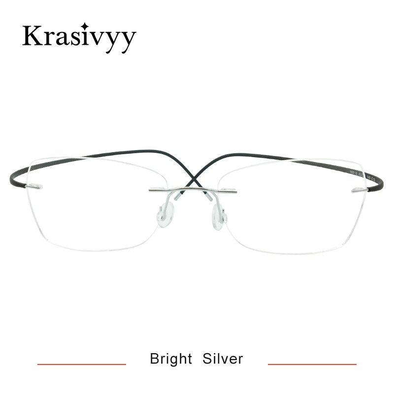 Krasivyy Unisex Rimless Square Oval Eyeglasses Kr6015 Rimless Krasivyy Bright Silver