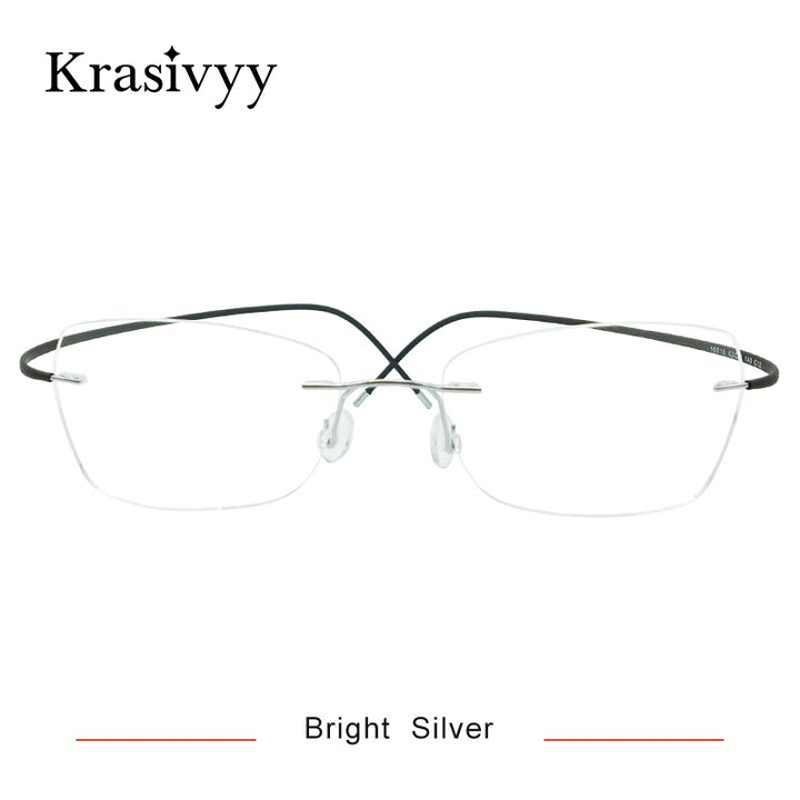 Krasivyy Unisex Rimless Square Oval Eyeglasses Kr6015 Rimless Krasivyy Bright Silver