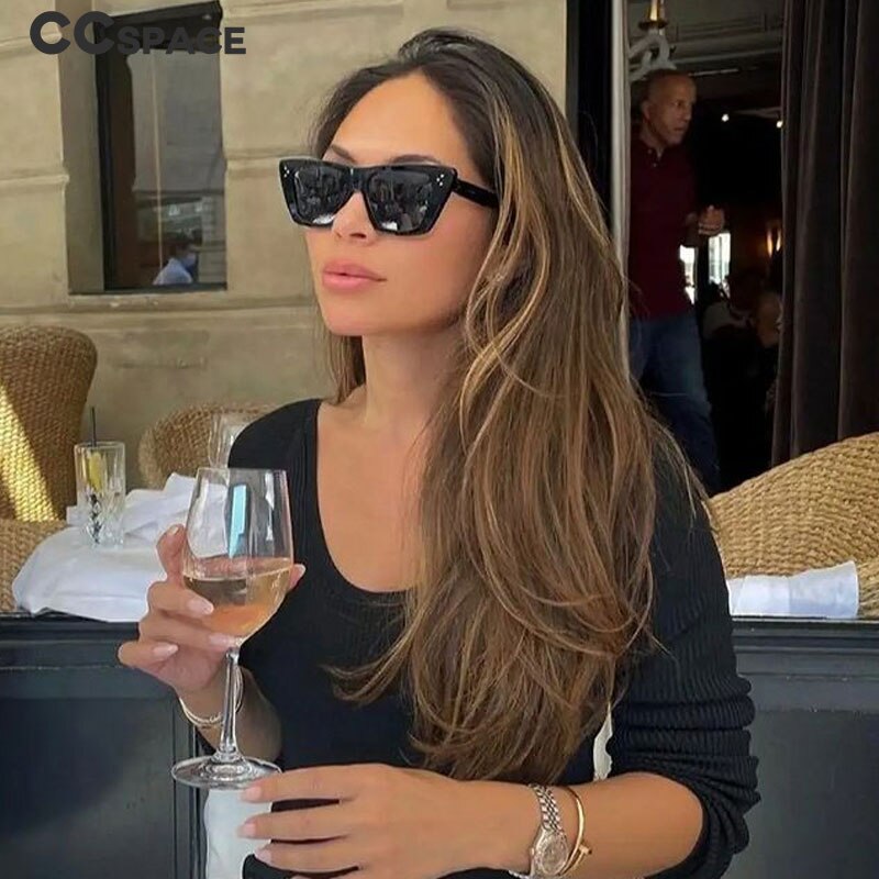 CCspace Women's Full Rim Cat Eye Rivet Acetate Frame Sunglasses 54001 Sunglasses CCspace Sunglasses