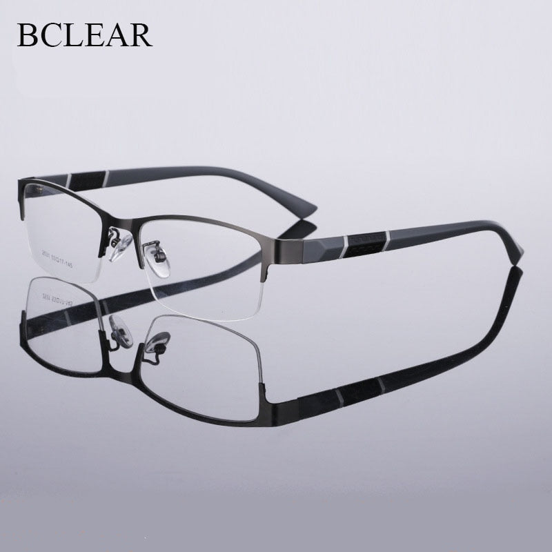Unisex Half Rim Alloy Tr 90 Temple Eyeglasses 2531 Semi Rim Bclear