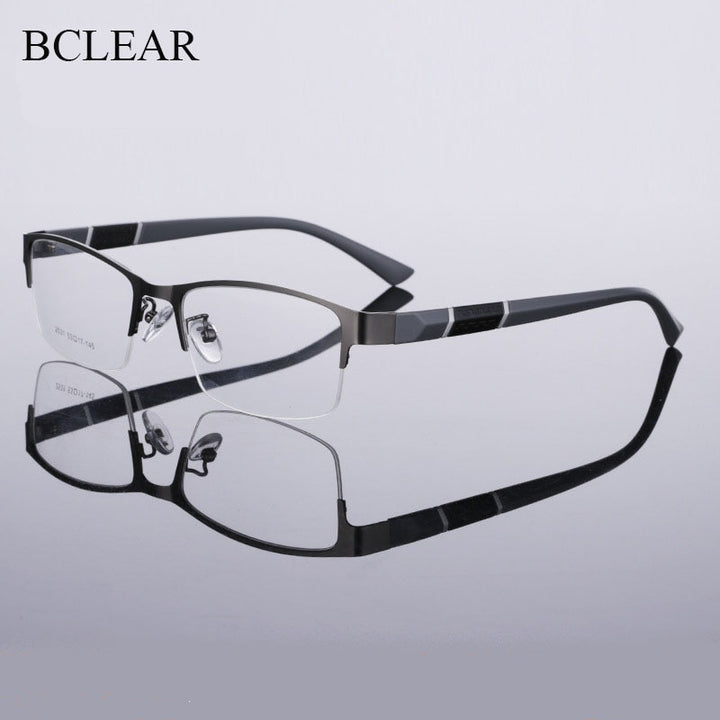 Unisex Half Rim Alloy Tr 90 Temple Eyeglasses 2531 Semi Rim Bclear