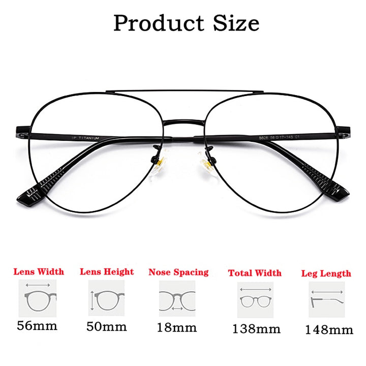 Yimaruili Unisex Full RIm Double Bridge β Titanium Frame Eyeglasses 8826 Full Rim Yimaruili Eyeglasses