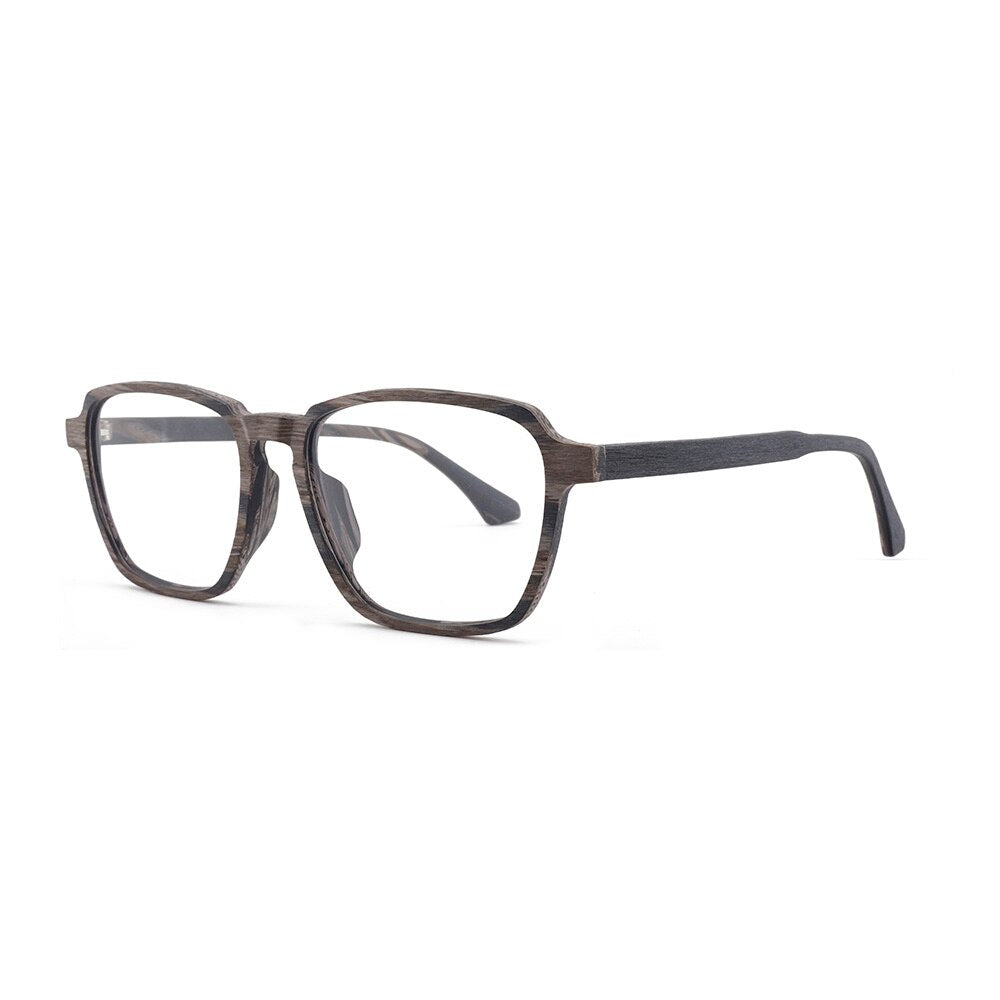 Hdcrafter Men's Full Rim Oversized Polygonal Square Wood Frame Eyeglasses 1694 Full Rim Hdcrafter Eyeglasses