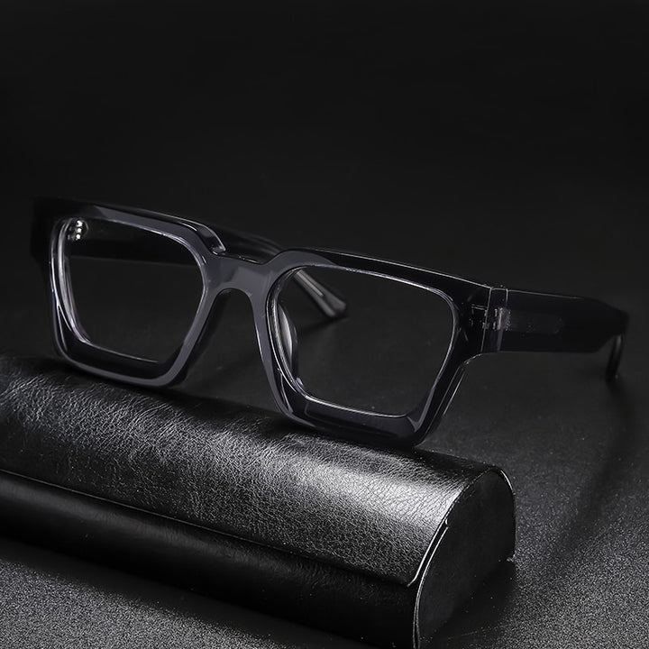 Gatenac Unisex Full Rim Square Acetate Frame Eyeglasses Gxyj724 Full Rim Gatenac Gray