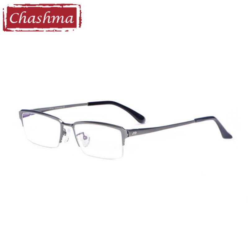 Chashma Ottica Men's Semi Rim Square Titanium Eyeglasses 119 Semi Rim Chashma Ottica Gray Model B