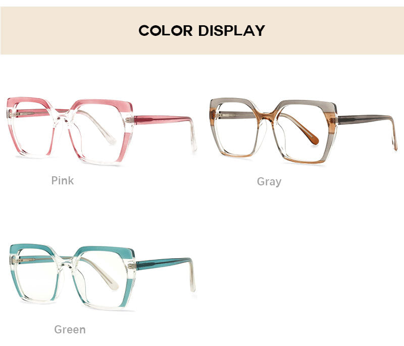 CCspace Unisex Full Rim Oversized Polygon Square Tr 90 Titanium Frame Eyeglasses 53590 Full Rim CCspace