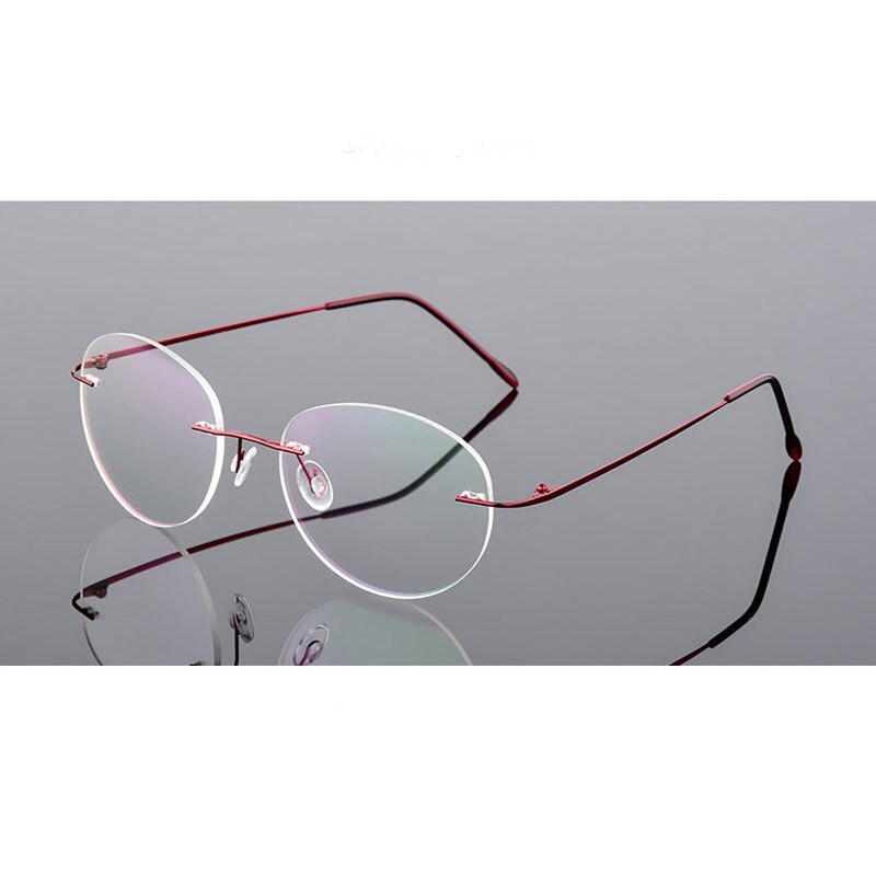 Handoer Unisex Rimless Customized Shaped Lenses 862 Alloy Eyeglasses Rimless Handoer Red