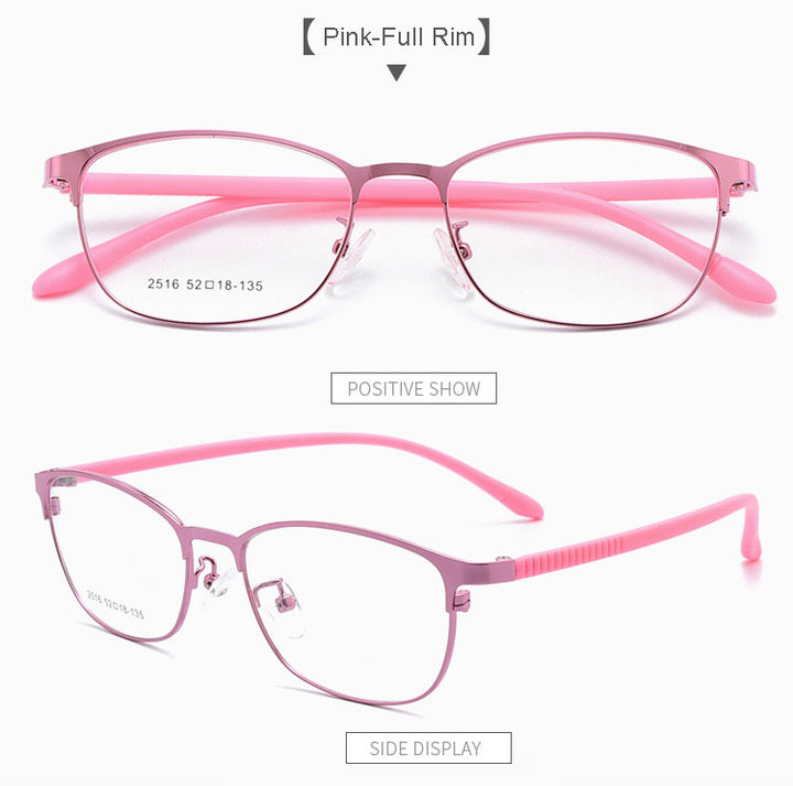 Hotony Unisex Full/Semi Rim Alloy Frame Eyeglasses 2516 Semi Rim Hotony