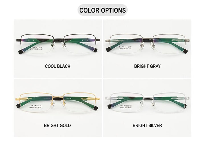 Chashma Ottica Men's Semi Rim Rectangle Square Titanium Eyeglasses Lr9910 Semi Rim Chashma Ottica