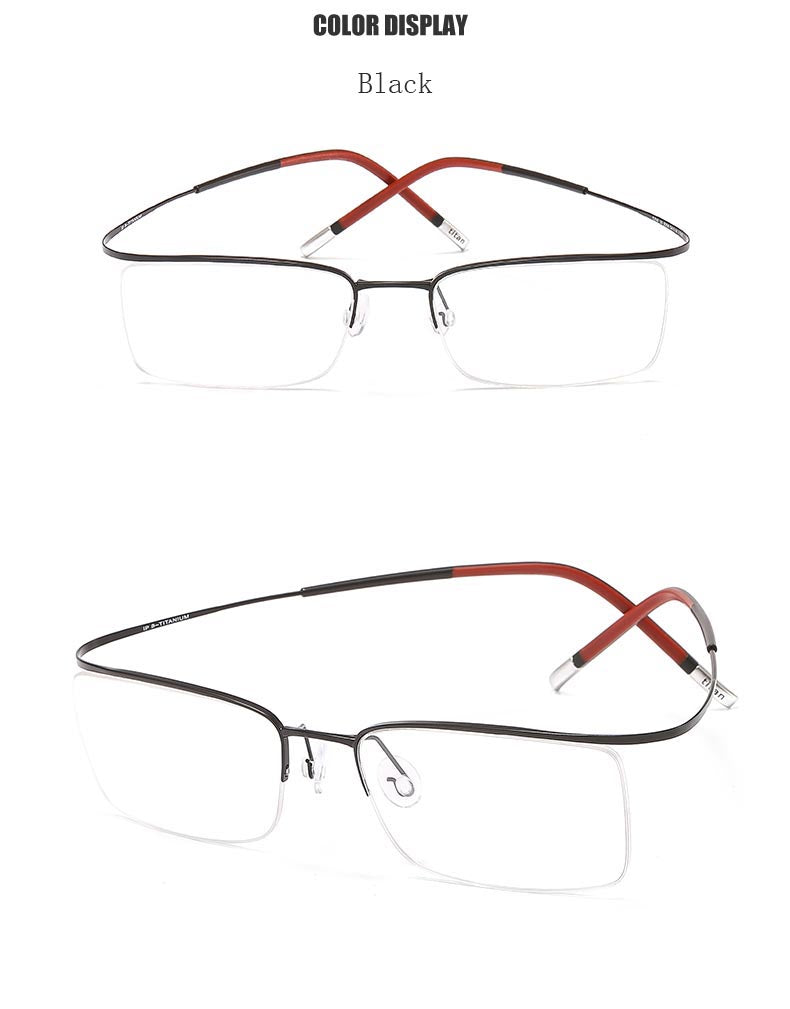 Hdcrafter Unisex Semi Rim Rectangle Titanium Frame Eyeglasses 9256 Semi Rim Hdcrafter Eyeglasses