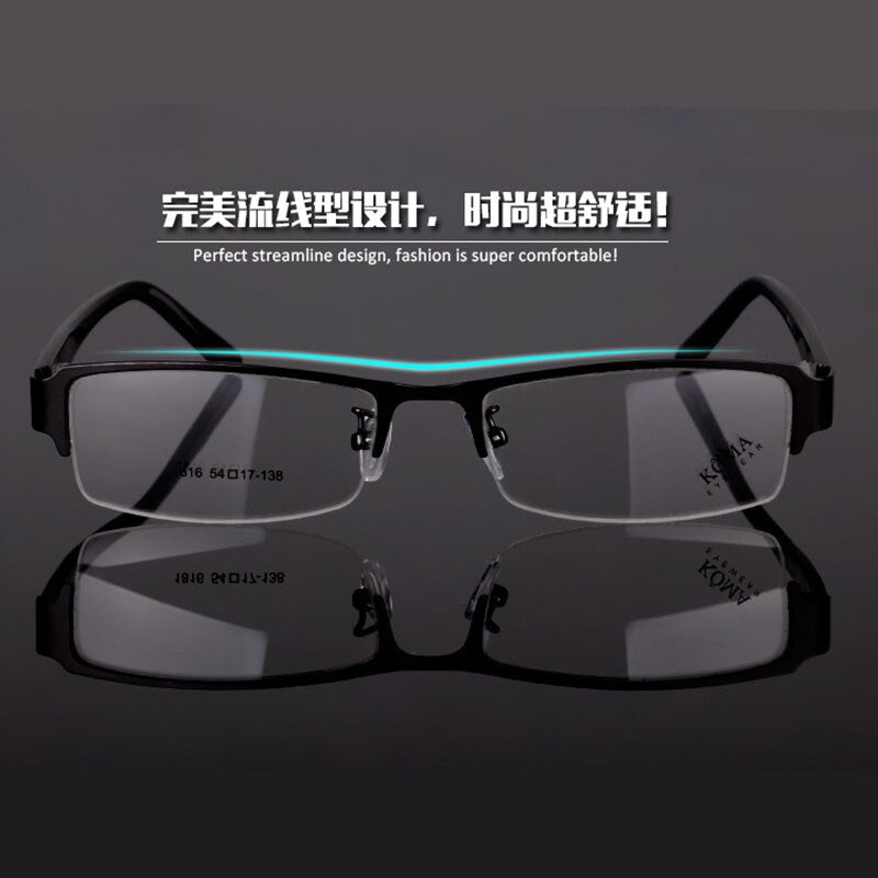Bclear Men's Semi Rim Acetate Alloy Square Eyeglasses Spring Hinge N1816 Semi Rim Bclear