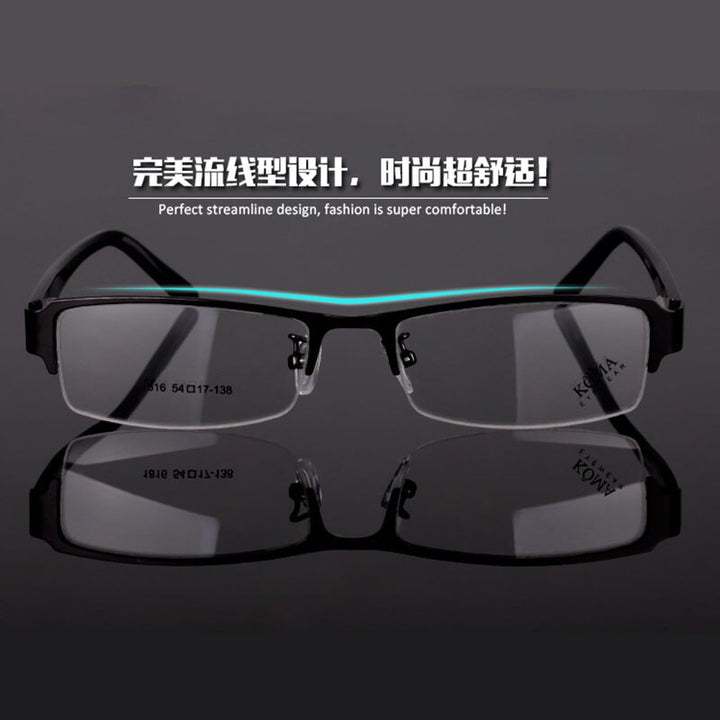 Bclear Men's Semi Rim Acetate Alloy Square Eyeglasses Spring Hinge N1816 Semi Rim Bclear