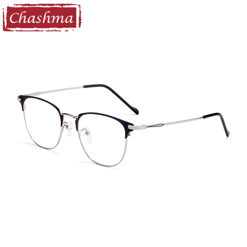 Chashma Ottica Unisex Full Rim Square Round Alloy Eyeglasses 3389 Full Rim Chashma Ottica Black with Silver