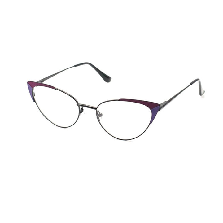 Laoyehui Women's Eyeglasses Cat Eye Alloy Reading Glasses 1994 Reading Glasses Laoyehui 0 Dark Purple
