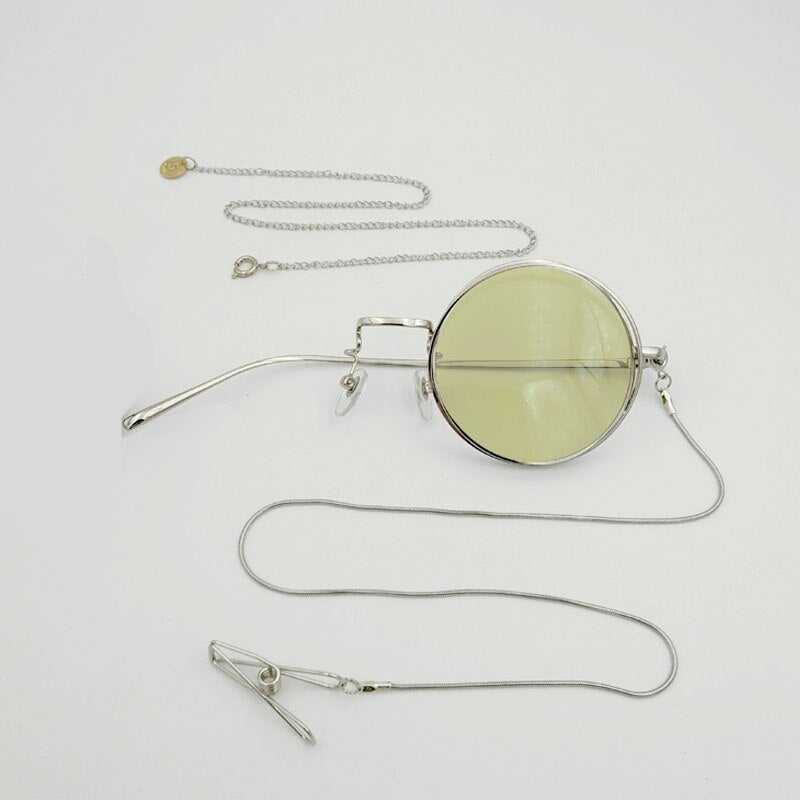 Yujo Unisex Full Rim Round Alloy Cosplay Lolita Style Monocle 2359 Monocle Yujo Silver left eye 4 China