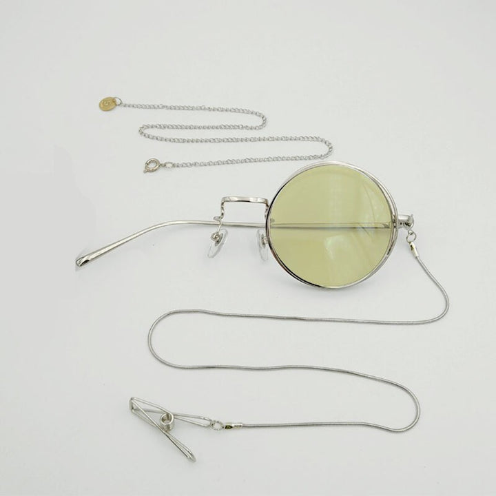 Yujo Unisex Full Rim Round Alloy Cosplay Lolita Style Monocle 2359 Monocle Yujo Silver left eye 4 China