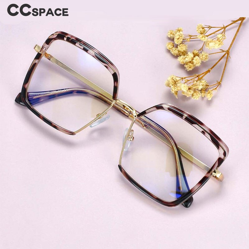 CCspace Unisex Semi Rim Square Tr 90 Titanium Frame Eyeglasses 54078 Semi Rim CCspace