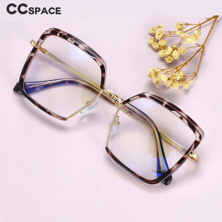 CCspace Unisex Semi Rim Square Tr 90 Titanium Frame Eyeglasses 54078 Semi Rim CCspace
