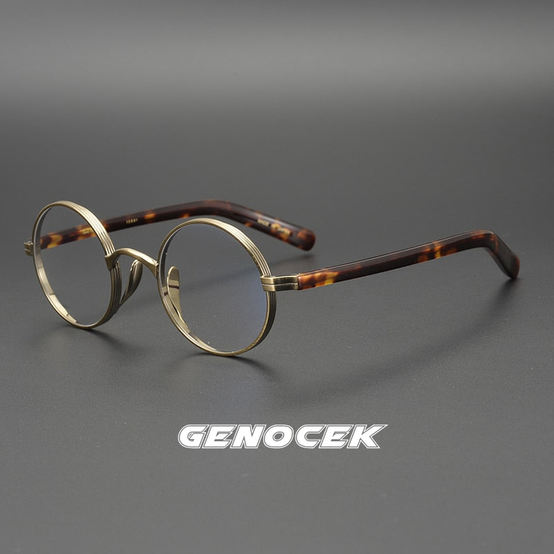 Gatenac Unisex Full Rim Round Titanium Acetate Frame Eyeglasses Gxyj47 Full Rim Gatenac 1