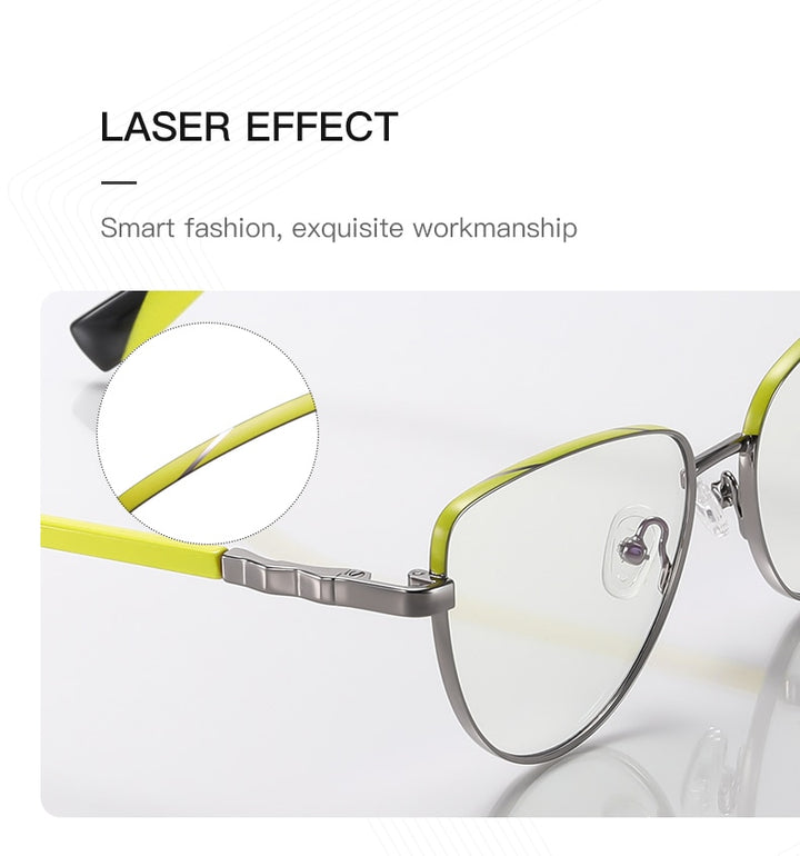 Hotochki Women's Full Rim Cat Eye Alloy Frame Eyeglasses 3018 Full Rim Hotochki
