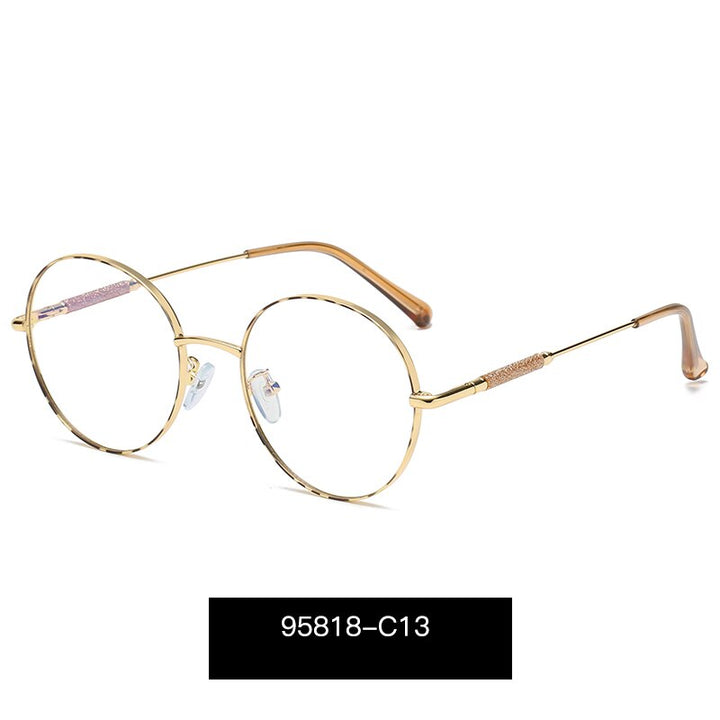 Hotony Women's Full Rim Round Alloy Frame Eyeglasses 95818 Full Rim Hotony C13