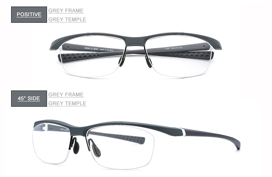 Hdcrafter Men's Semi Rim Rectangle TR 90 Sports Frame Eyeglasses 7027 Full Rim Hdcrafter Eyeglasses