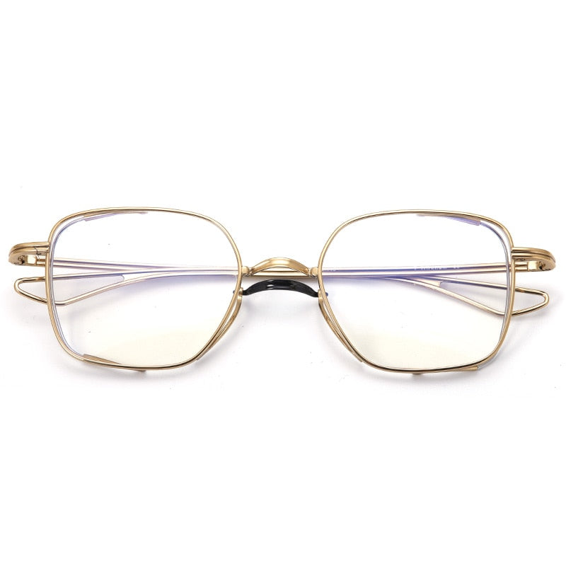 Muzz Unisex Full Rim Square Titanium Frame Eyeglasses T7024 Full Rim Muzz Gold